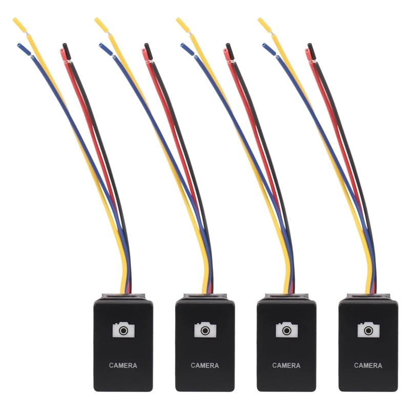 4Pcs 33X22Mm 12V Blue Led Illuminated Switch On/Off For Toyota Landcruiser Yaris Rav4 Black