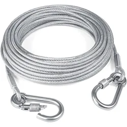 Dual - Headed Durable Dog Tie - Out Cable with Metal Buckle and Anti - Rust Steel Wire - Length 200cm (Silver)