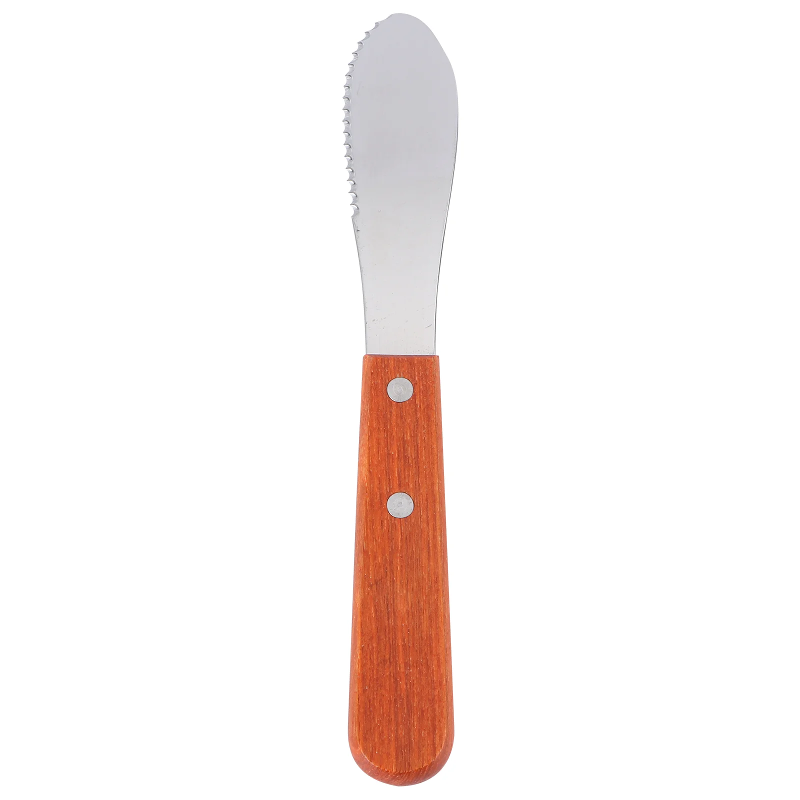 

1pc Stainless Steel Serrated Butter Wooden Handle Cream Spatula Cheese Spreader for Cake Smoother Pastry