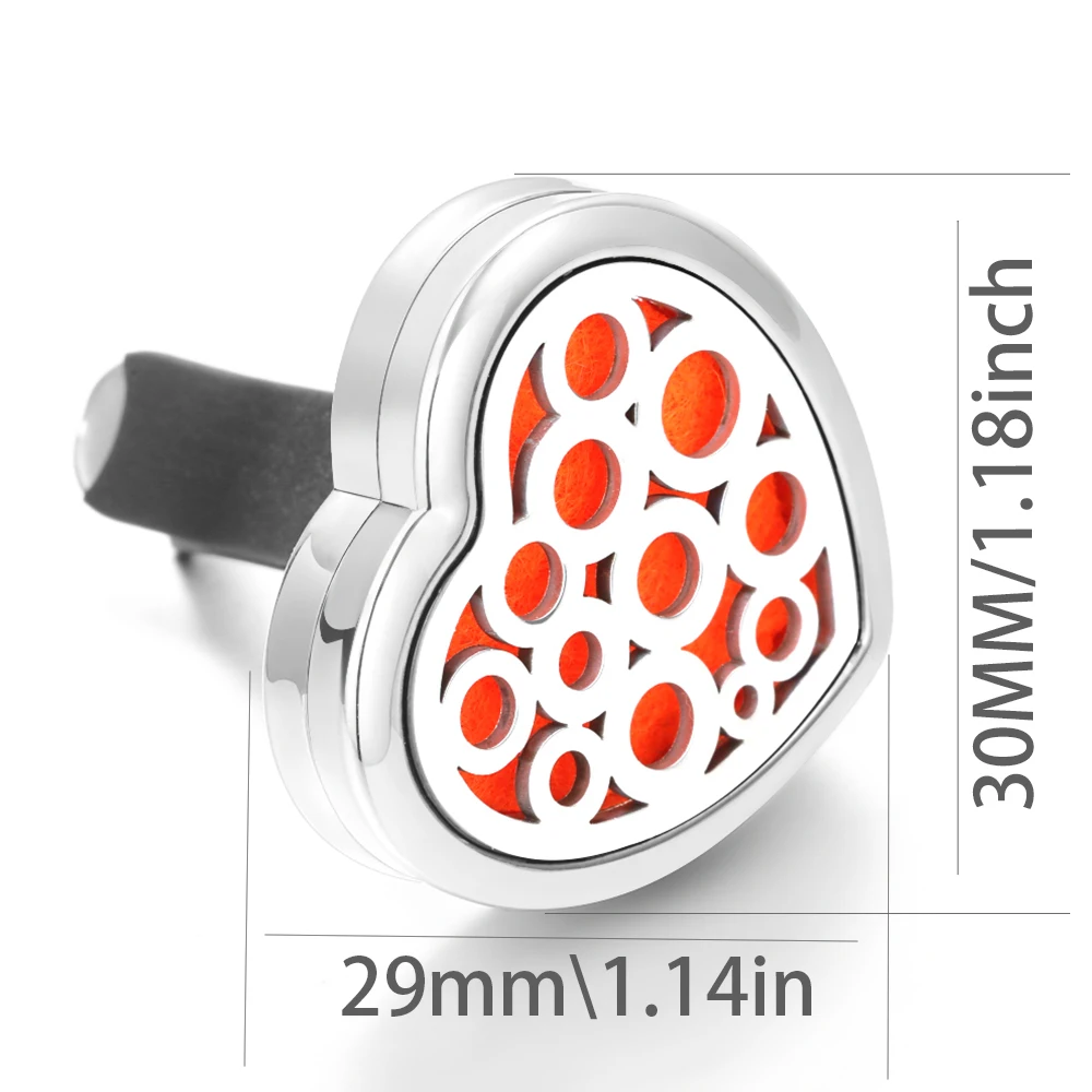 Heart Shape Car Aromatherapy Diffuser Pendant Car Vent Clips Tree of Life Stainless Steel Perfume Essential Oil Locket Jewelry