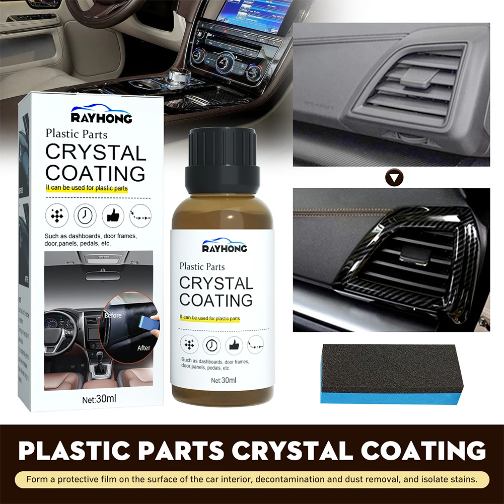 

Universal Plastics Restorer 30ml Plastics Parts Crystal Coating Refurbish Agent With Sponge Long Duration Car Accessories