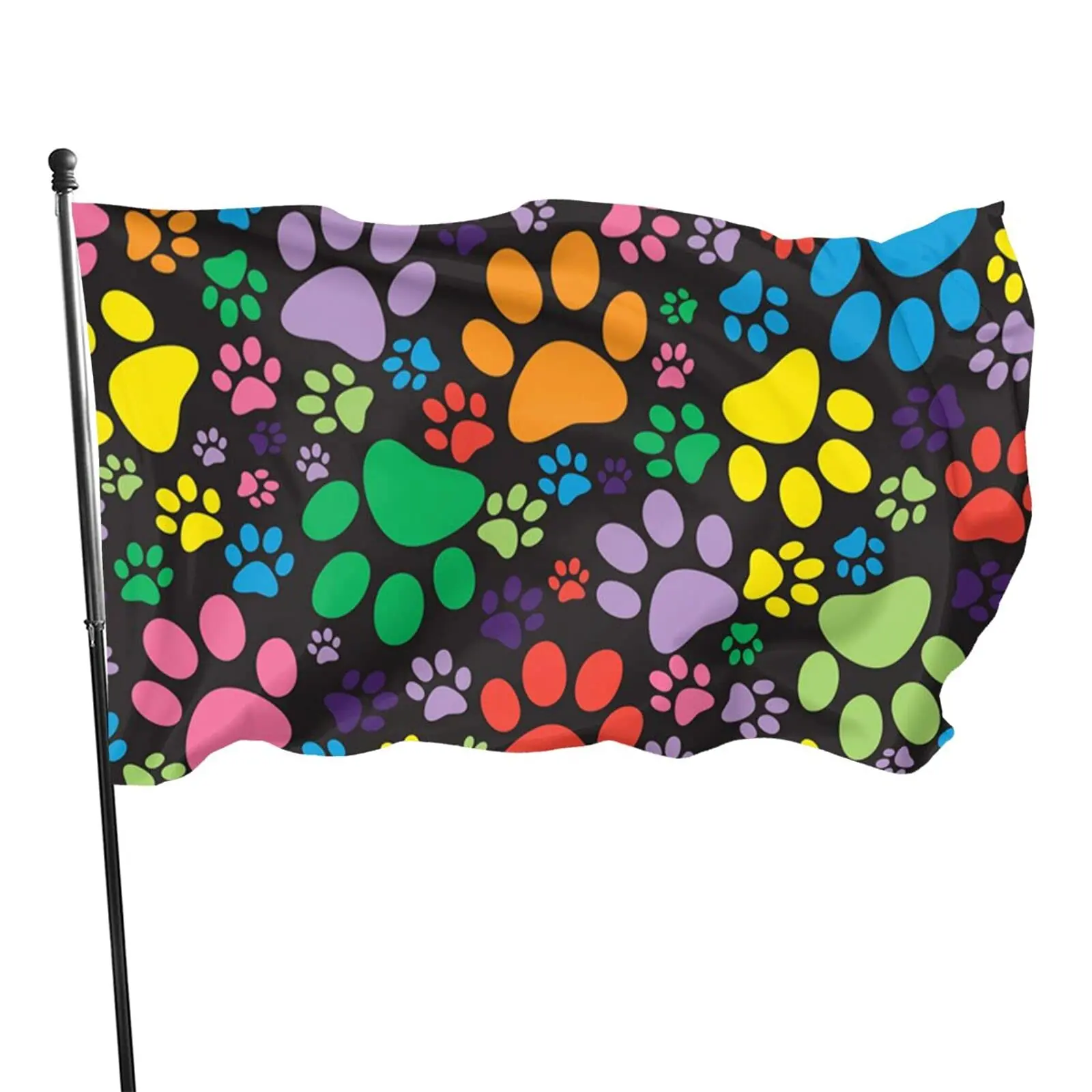 

Colorful Cute Dog Paws Flag Vivid Color for Inside Garden Yard Outside Decoration Uv Protected Banner Flag with Brass Grommets