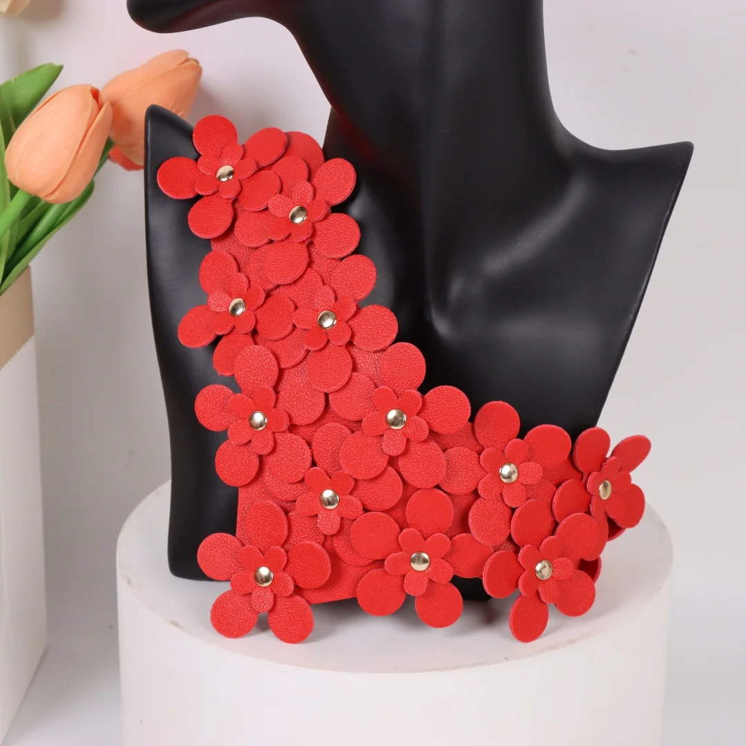 UYEE Handgefertigter Blumenkragen aus Leder für Damen, sexy Urlaubsdekoration, Zubehörgürtel, einzigartiges Kombinationsdesign – Detail 6