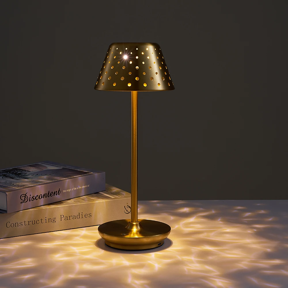 Lampe De Table LED Rechargeable Tactile - 3 Niveaux De Luminosité, 29,5 Cm, Dorée, Pour Intérieur/extérieur
