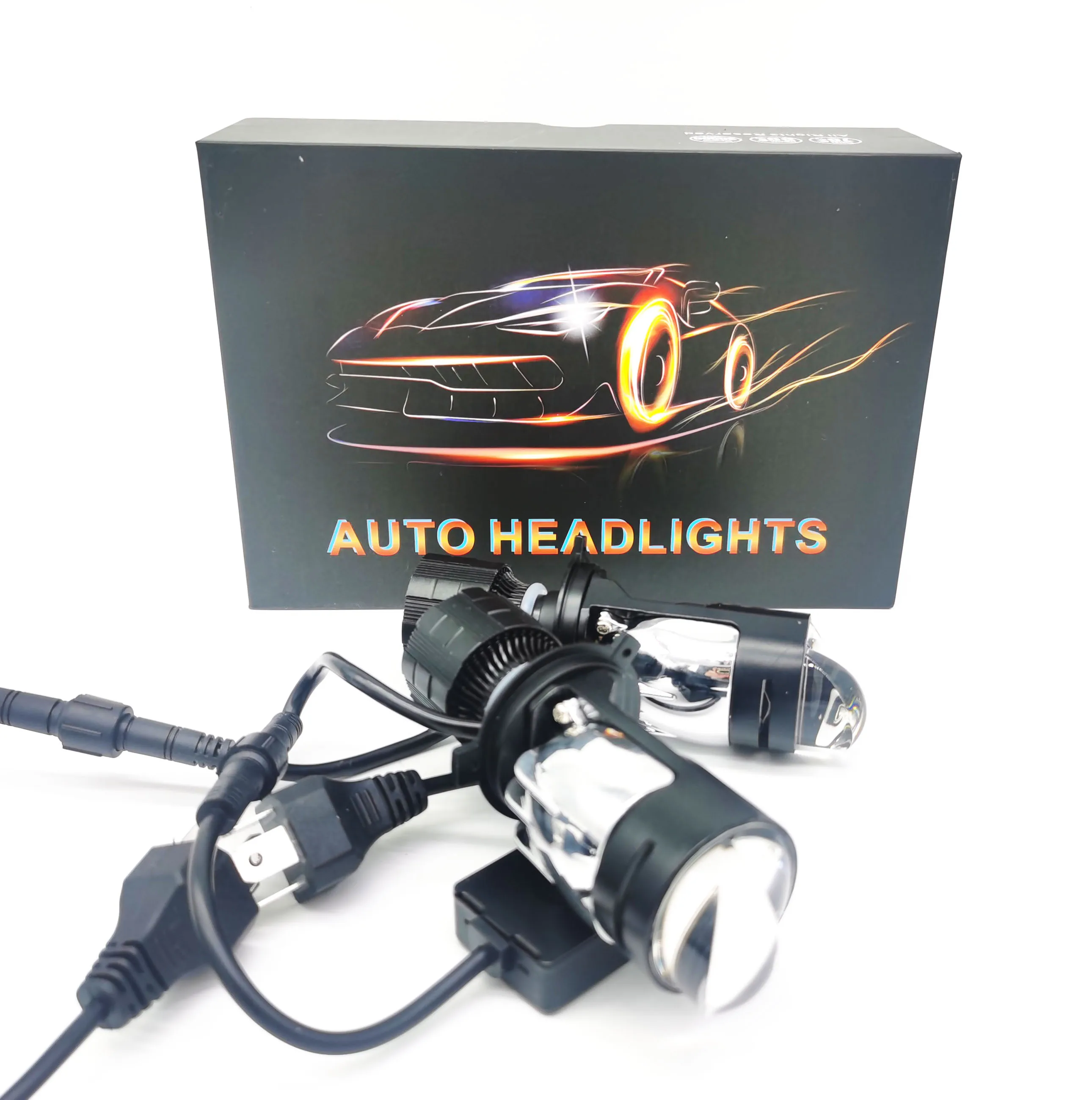 KEPMA LED 2PCS H4 Bi-LED M01K Mini Projector Lens LHD Headlight Kit Bulbs Hi/Lo Beam 50000LM
