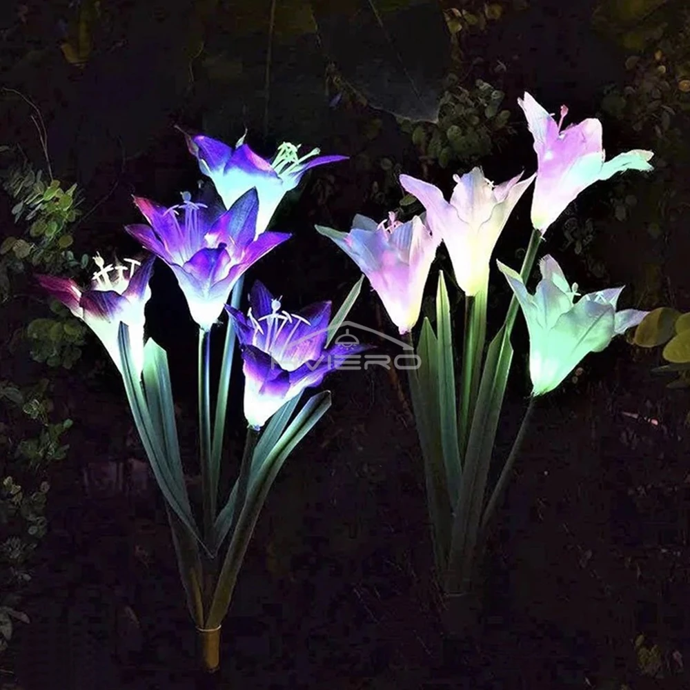 Solar LED Purple Lily Light - Waterproof Decorative Garden Flower Lamp