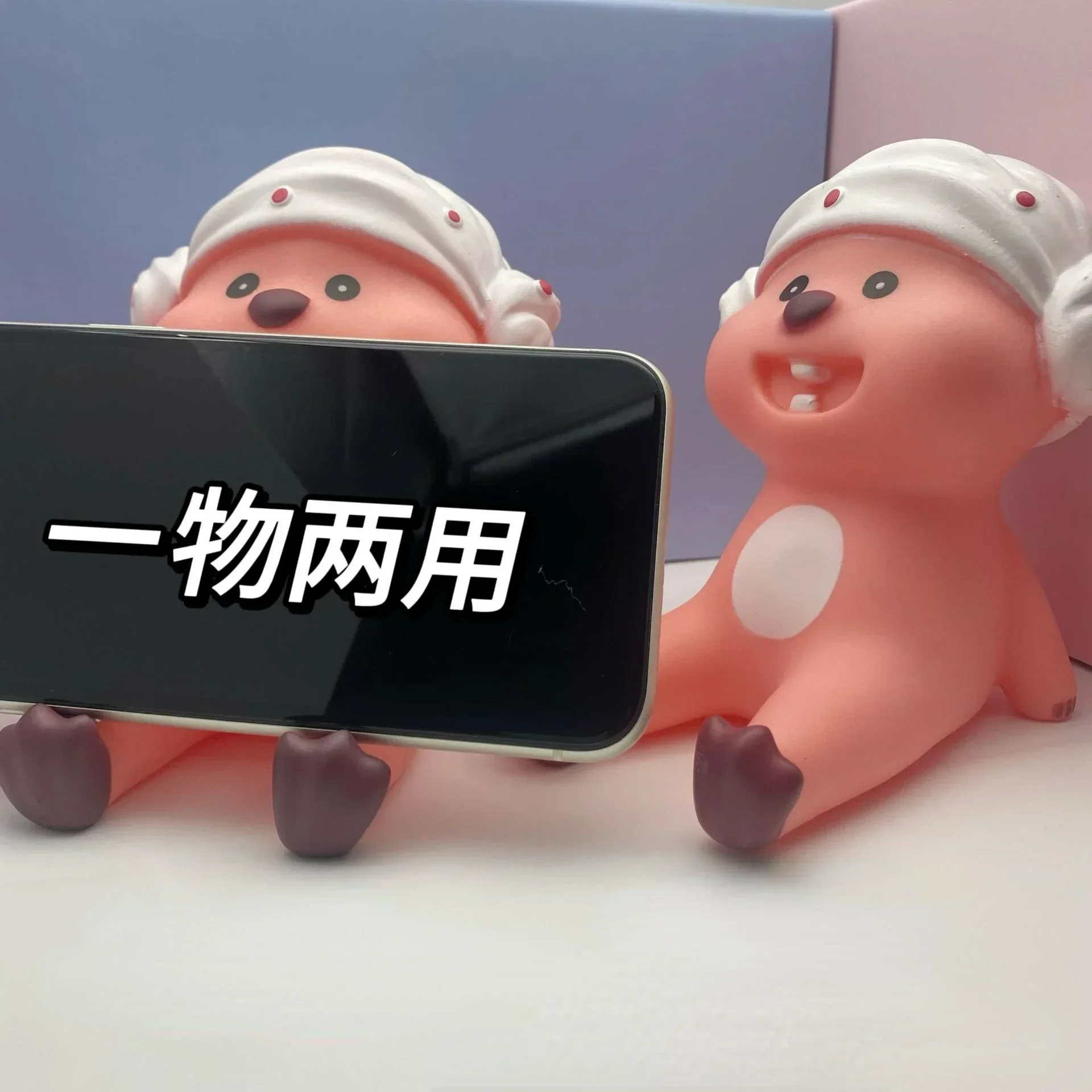 Cute Ruby Beaver Lazy Phone Stand Desktop Decoration Pendant Trendy Toy Model Doll phone and tablet stand