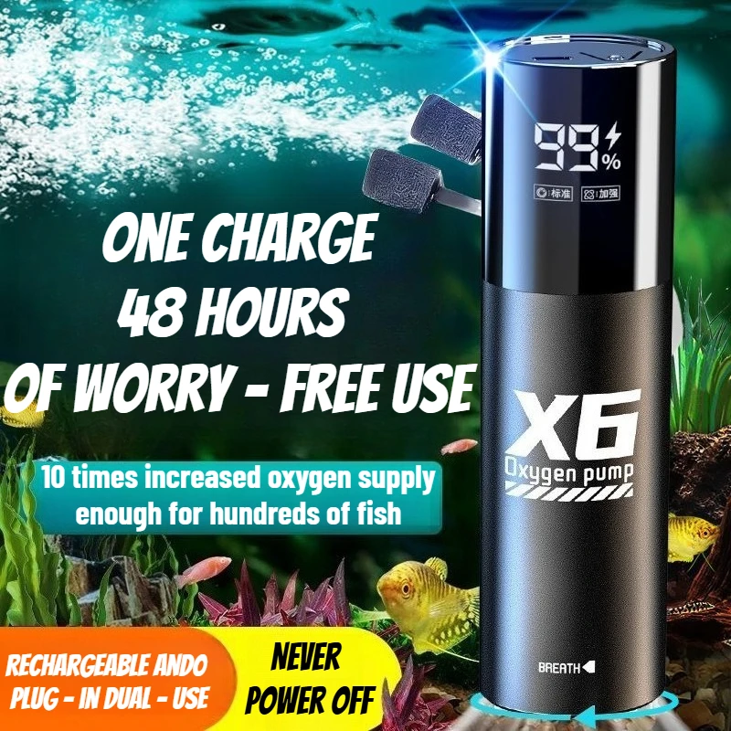 5W USB Rechargeable Oxygen Pump aquarium air pump fish tank oxygen pump For Outdoor Fishing/Aquarium, Portable Aerator with 48H Runtime for Night Fishing