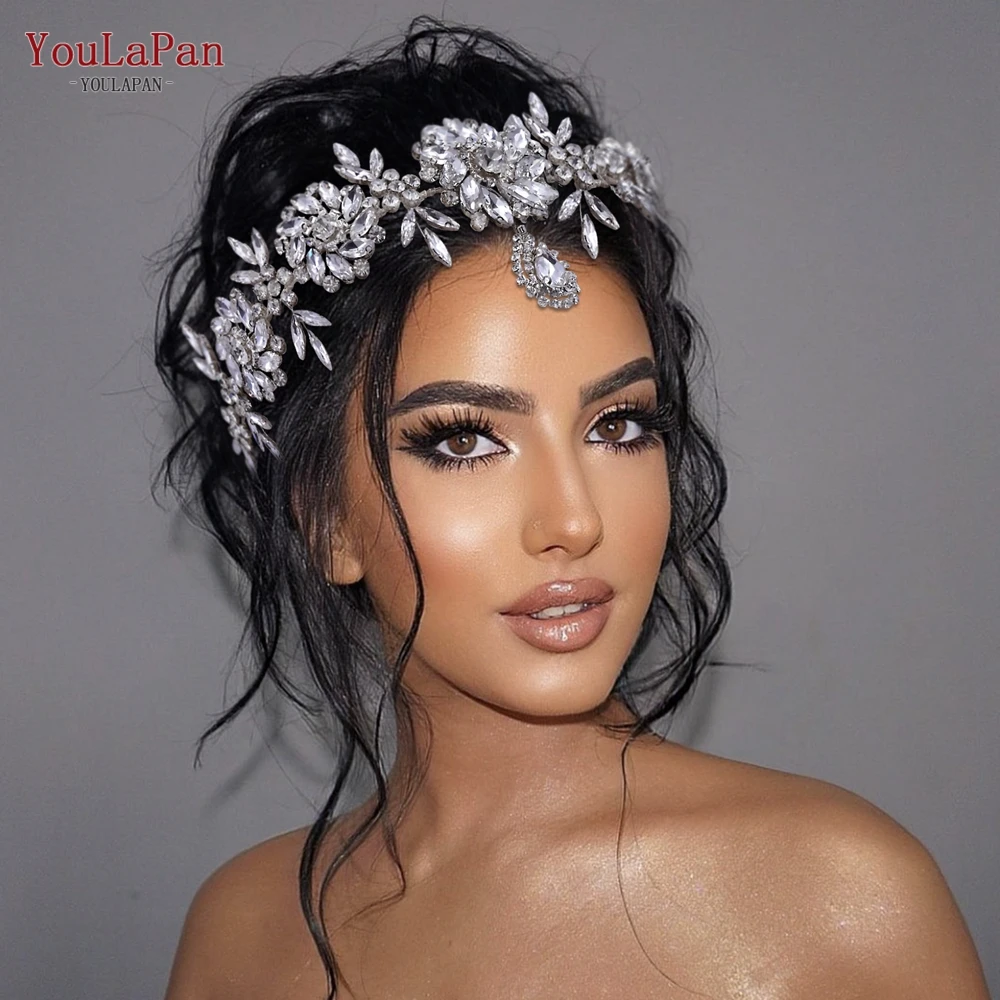 YouLaPanIndianWeddingBridalHeadbandForeheadRhinestoneBride