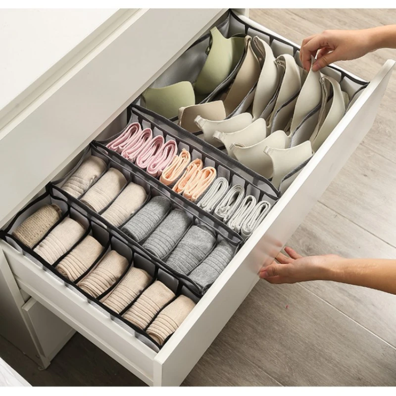 6/7/11 Cells Underwear Drawer Organizer Dividers Women Bra Storage Boxes  for Storing Socks Travel Bedroom Closet Organizers