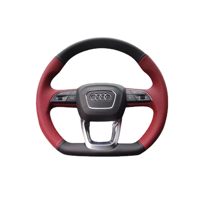 Tipo D Vera Pelle Per Audi Q2 Q3 Q5 Q6 Q7 A3 A4 A5 A6 Coprivolante Per Auto Cucito A Mano Copertura Protettiva Accessori Per Auto
