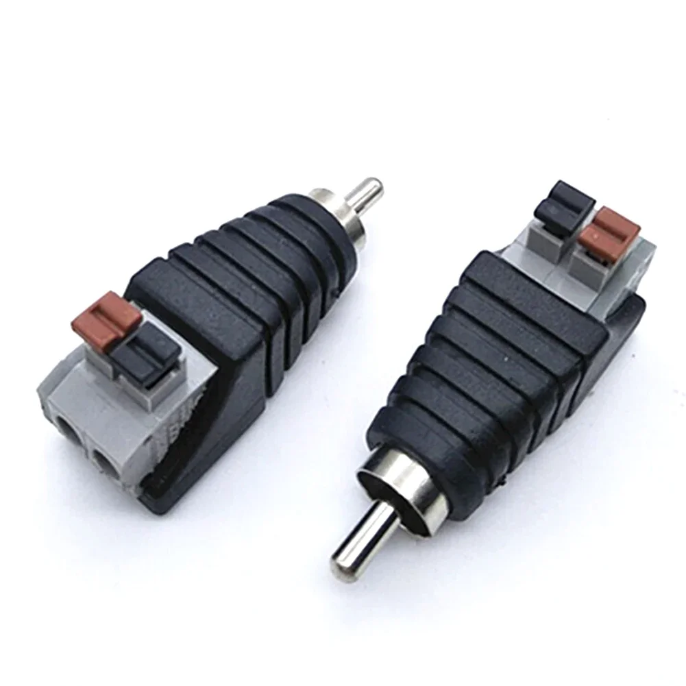 

2pcs Speaker Wire Transducer Conversion Signal AV To Audio Coaxial Adapter Press Type Light Male Connector Jack Plug Monitoring