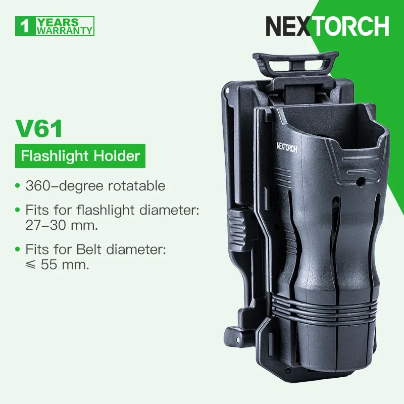 

Nextorch V61 Quick-draw Flashlight Holder, 360º Rotatable, Fits for Torch Diameter 27-30mm, Belts Width ≤ 55mm
