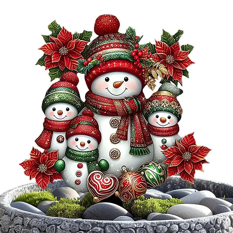 Christmas Yard Stake Decorations 2D Acrylic Snowman Garden Stakes Plug Hand-Painted Outdoor Decorative Tool For Patio Lawn Porch