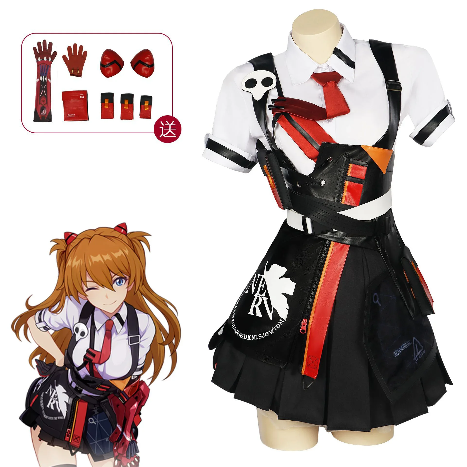 Neon Genesis Evangelion Asuka Langley Soryu Sailor School Uniform Cosplay Costume