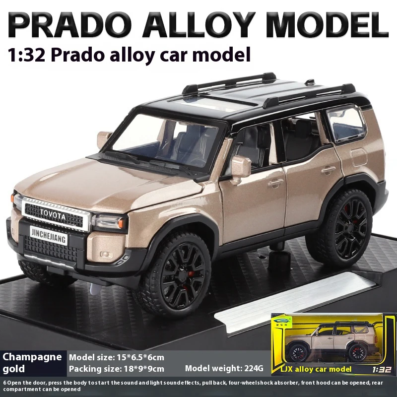 1:32 Toyota Prado Land Cruiser Off-Road Vehicle Diecast Model Car - Metal Alloy Collectible