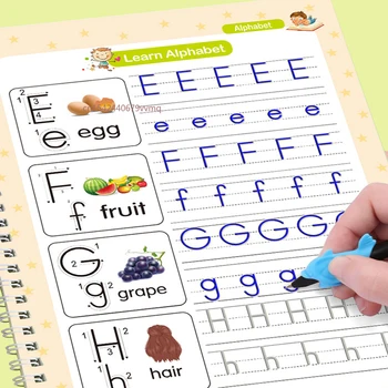 New Reusable Copy Book Learning English Letter Calligraphy Book Drawing Numbers Education for Kids Practice Writing Toys 1