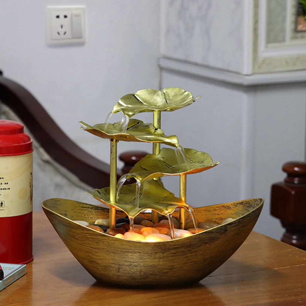 

Add Charm To Home Lotus Leaf Flowing Water Tabletop Fountain With LED Night Light Gift Choice