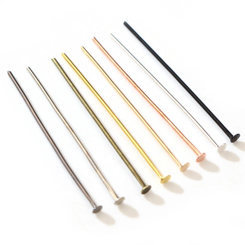 200pcs/Bag 20 25 30 40 50 60mm Flat Head Pins Gold/Silver  Color/Bronze/Rhodium Headpins For Jewelry Findings Making DIY Supplies