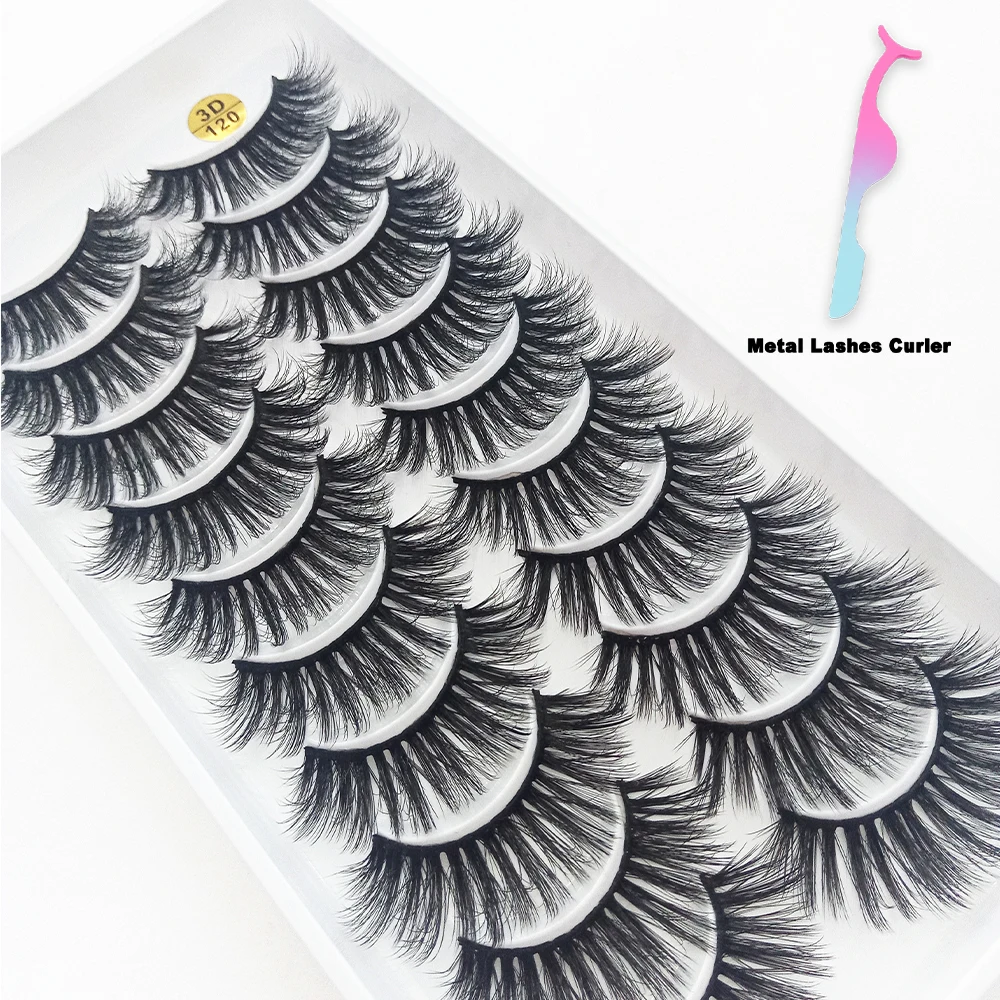 10 Pairs Natural 3d Faux Mink Lashes Cosplay Short Fluffy Strip False