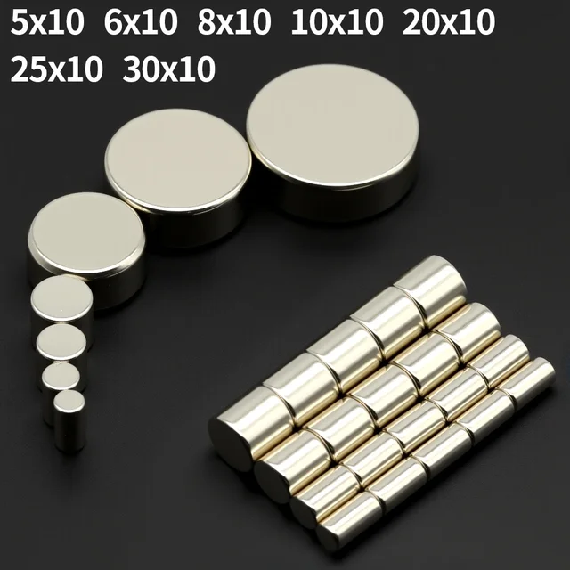 แม่เหล็กทรงกลมแรงสูง แม่เหล็กนีโอไดเมียมทรงพลัง N35 NdFeB แม่เหล็กถาวร แม่เหล็กติดตู้เย็น ขนาด 10x10 20x10 30x10 มม. 1