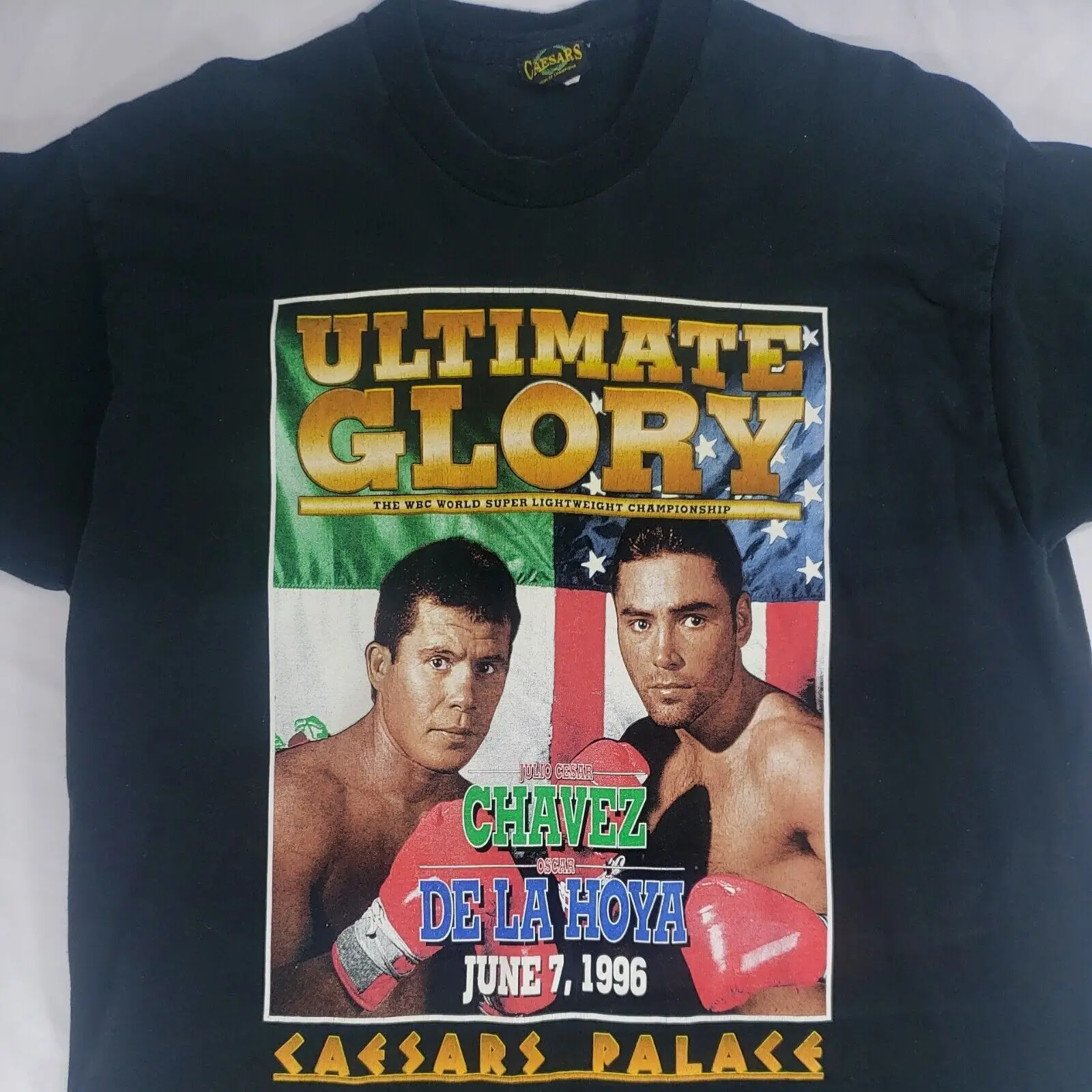 Julio Cesar Chavez Vs Oscar De La Hoya 1996 T-Shirt Nera Di Tutte Le Dimensioni Ah1156 Maniche Lunghe O Corte