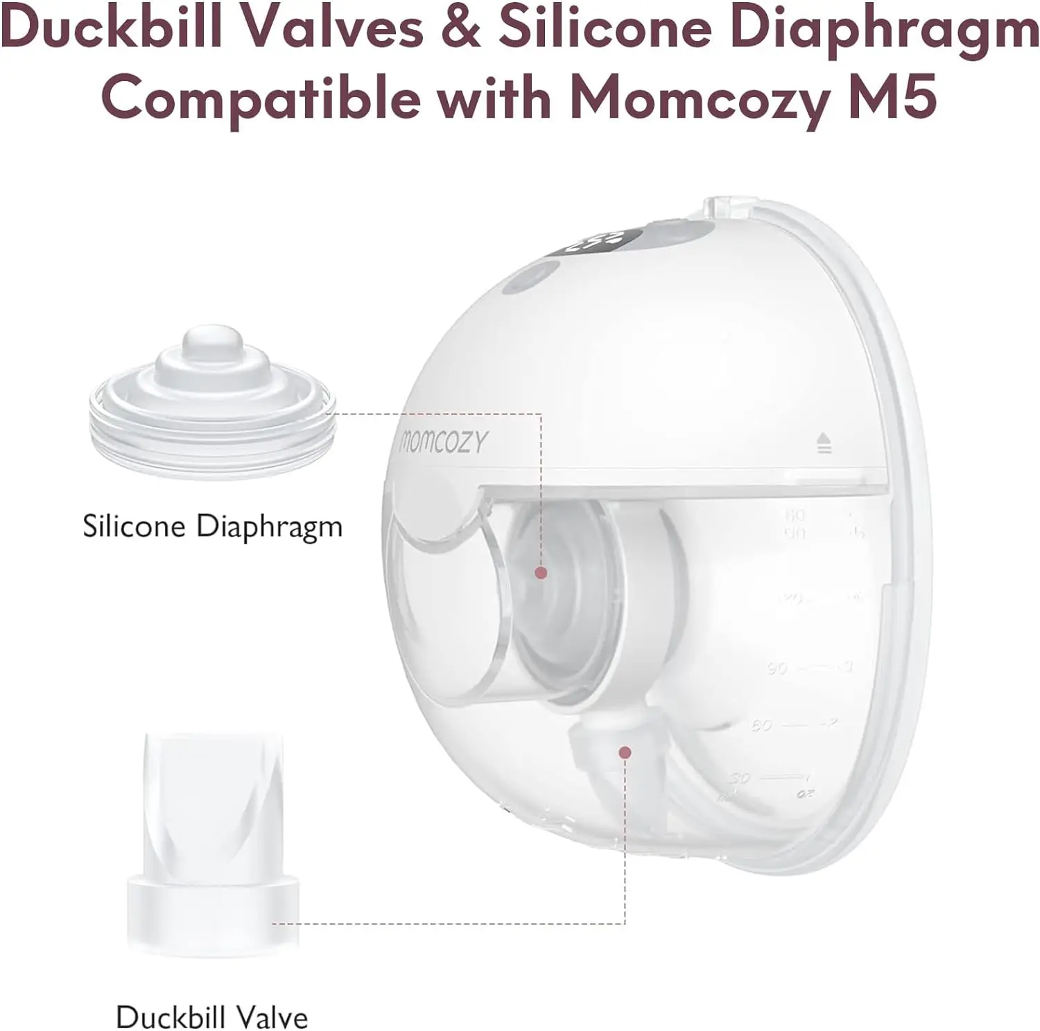 Duckbill Valves And Silicone Diaphragm Compatible with Momcozy M5 Wearable Breast Pump，for Momcozy M5 Accessories