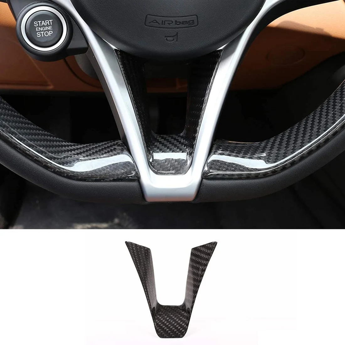 

Декоративная рамка на руль для Alfa Romeo Giulia Stelvio 2017 2018 2019, аксессуары из АБС-пластика и углеродного волокна