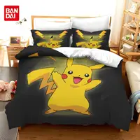 Pikachu ensemble de literie dessin animé Anime enfants chambre housse de couette garçon fille literie simple Double roi Pokemon housse de couette cadeau 3