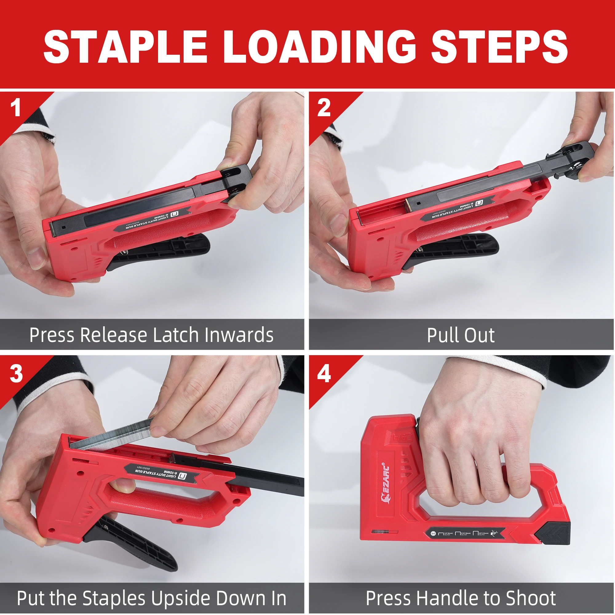 EZARC Hand Staple Gun Kit for Woodworking with 1000 Staples and Staple Remover, Light Duty Stapler and Nail Gun for DIY Crafts 4