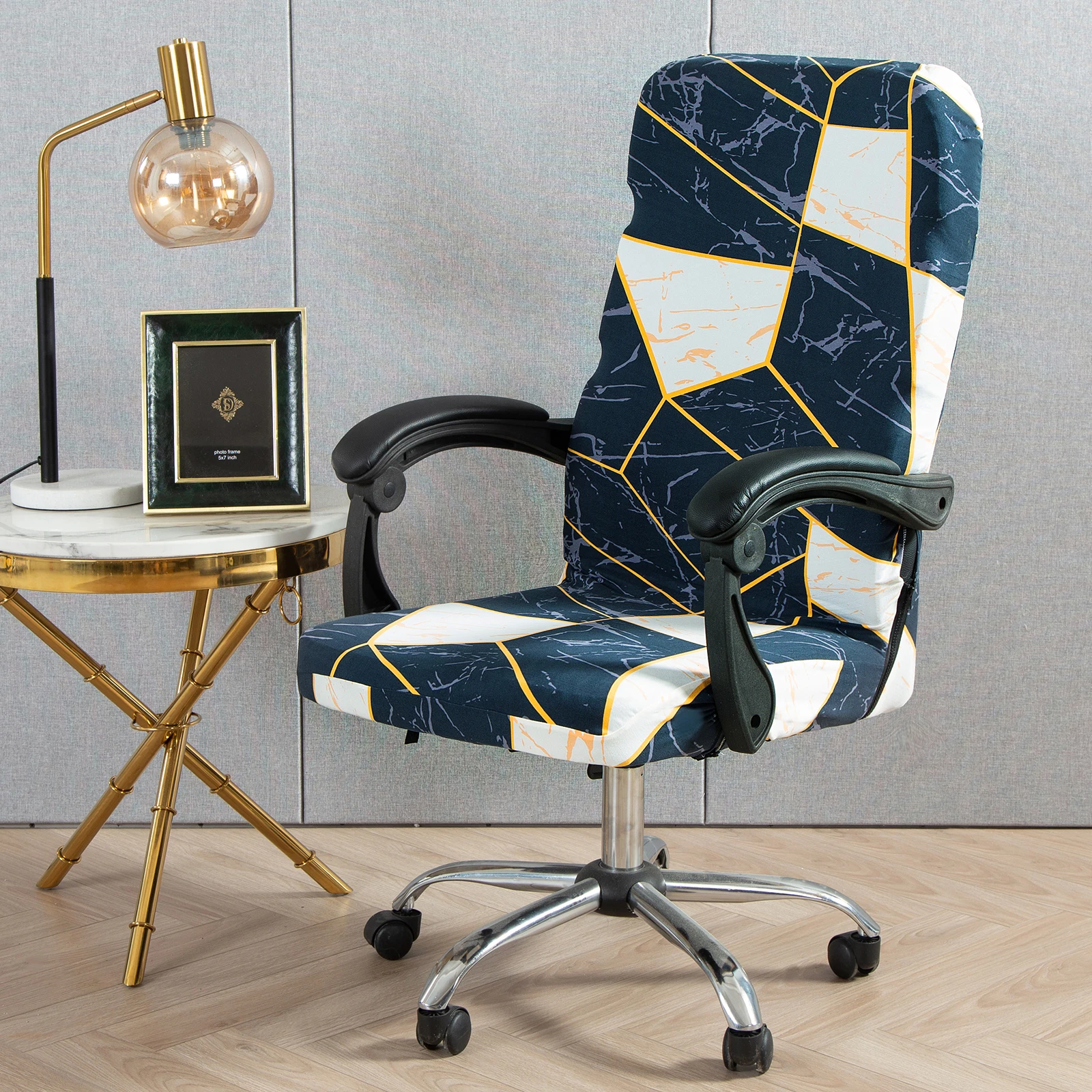 Chair Cover New Geometry Office Computer Chair Cover Elastic Stretch Removable Office Chair Covers Anti-dirty Rotating Slipcover M/L
