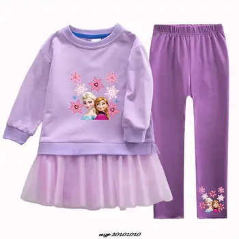 Autumn Winter Frozen Elsa Clothes Girls Christmas Costume Birthday Party Tracksuit Long Sleeve Children Hoodies Tops +Pants Sets