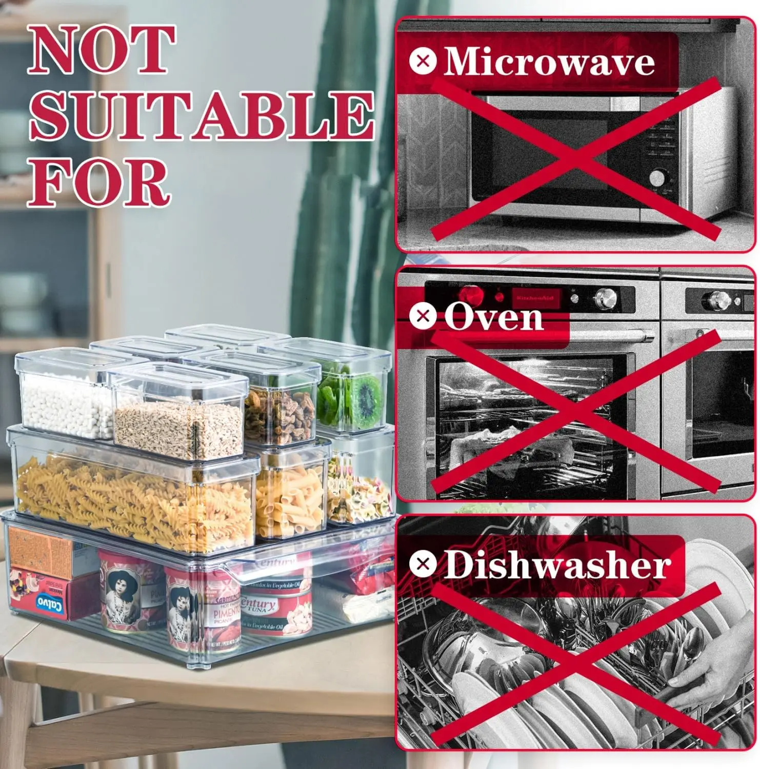 Stackable Refrigerator Organizer Bins with Lids, BPA-Free Produce Fruit Storage Containers for Storage Clear for Food 6