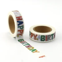 1PC. 10M Decor HAPPY BIRTHDAY Japanese Washi Tape Mask Paper DIY Scrapbooking Adhesive Sticky Tape Cute Journaling Stationery 1