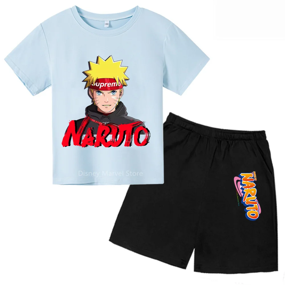 Narutoes Summer Coolness!  Stylish Print Tshirt Shorts Outfit Boys Girls Favorite Outdoor Fashionable Wear Age 3-14