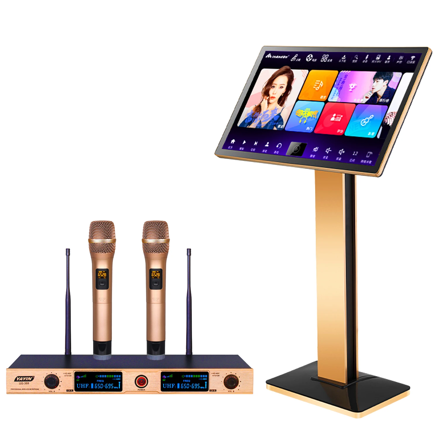 

Karaoke Machine Touch Screen 6T Professional Karaoke Player with Wireless Microphone Free Cloud YouTube Home KTV Karaoke System