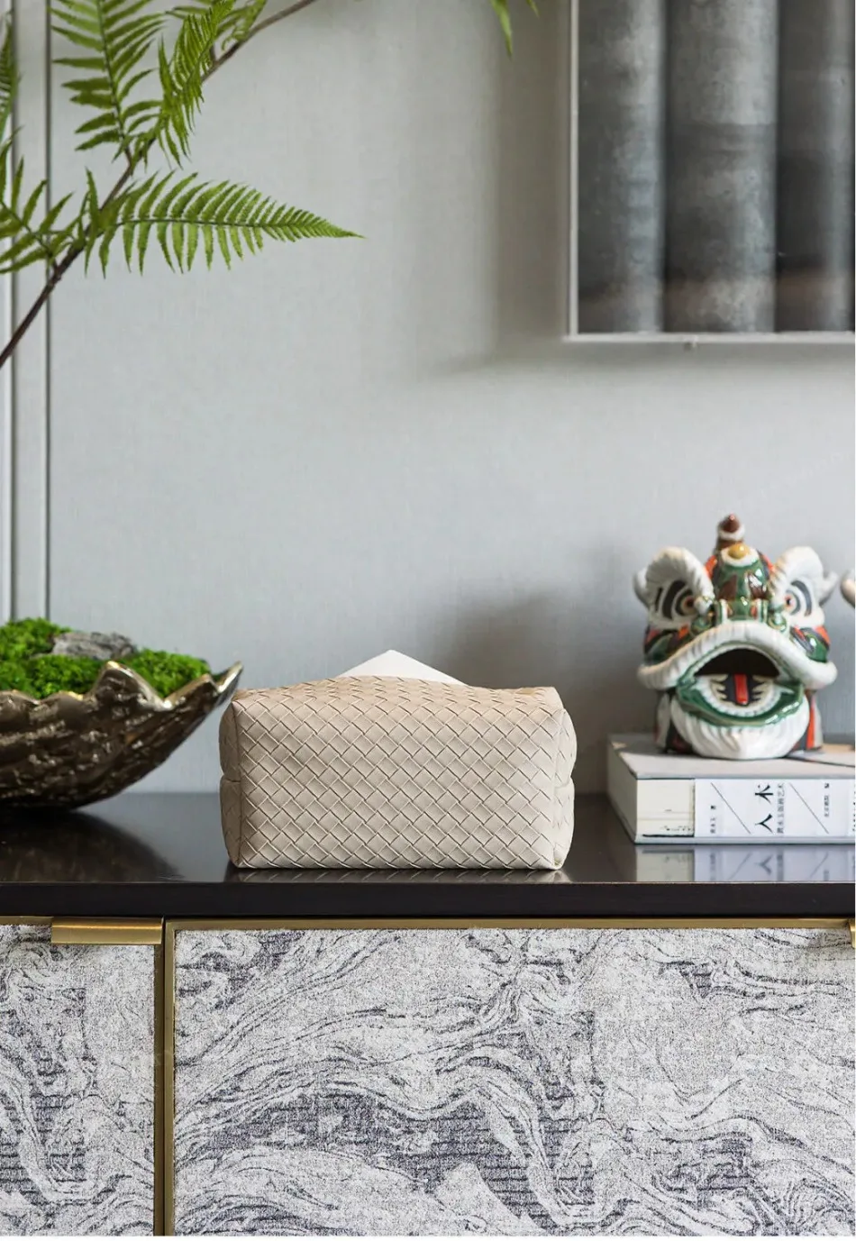 Leder-Gewebemuster Taschentuchbox Rechteckiger Serviettenhalter für Zuhause Schlafzimmer Wohnzimmer Desktop-Dekoration Taschentücher – Detail 12