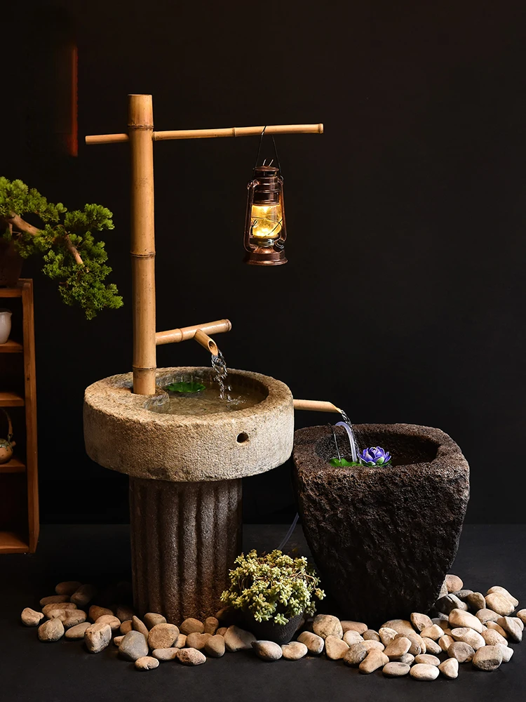 

Аквариум Shicao, Старая каменная мельница, украшение для балкона с текущей водой, Китайский Водный пейзаж, уличный двор, ландшафт