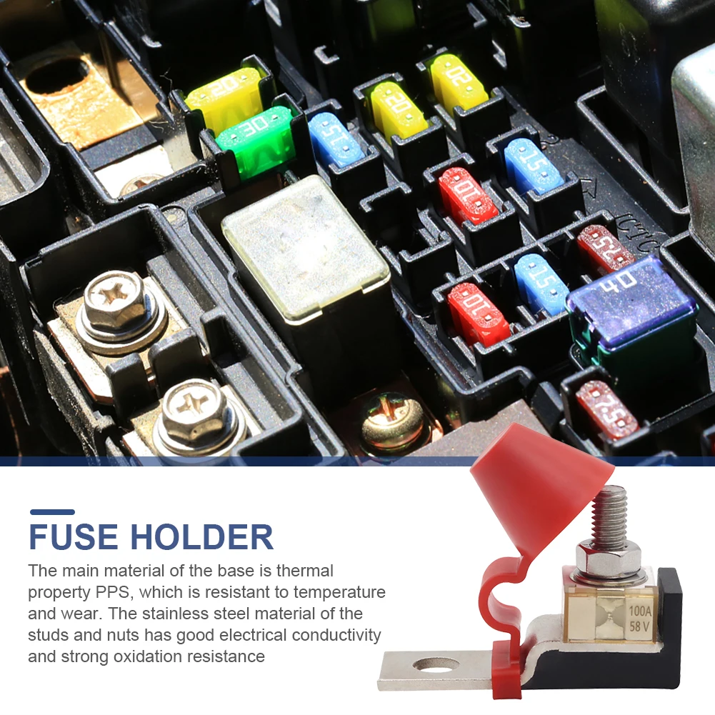 M8 30A-300A Battery Terminal Mount Fuse Blocks MRBF Fuse Block Kit58V Single Stud 5/16" Marine Rated Battery For Boat Truck