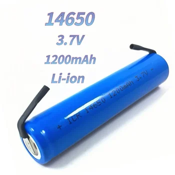 Batteria 14650 3.7V 1200mAh Ricaricabile al Litio con Terminali per Saldatura per Orologi, Torce, Walkie Talkie, Spazzolini Elettrici