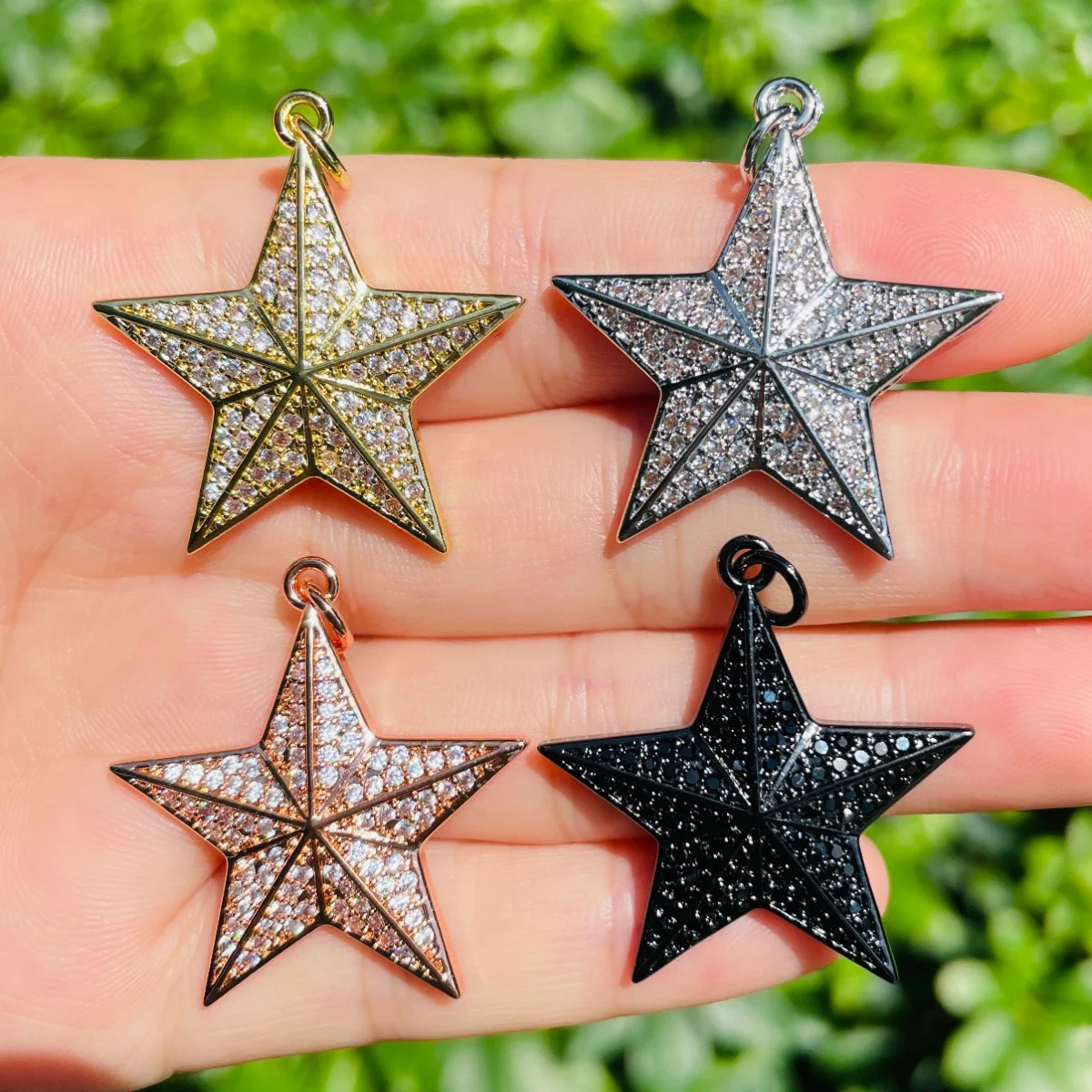 5pcs Bling Zirconia Pave Star Charm for Women Bracelet Girl Necklace  Earring Making Pendant for Handmade Craft Jewelry Wholesale