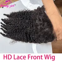 Perruques de cheveux humains bouclés birmans 12A boucles de lutin brésiliennes 200% perruque frontale en dentelle transparente pour les femmes perruques de dentelle complète bouclée birmane 3
