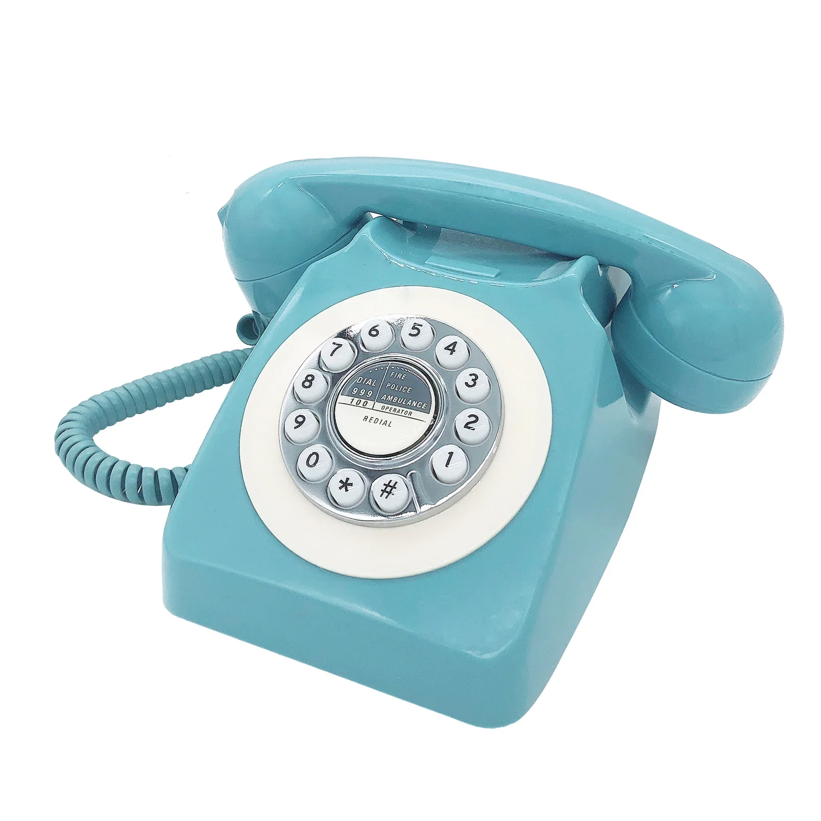 Blue Retro Telephone Corded Pretty Antique Telephone Old Fashion Landline Phones of 1960s Best European Style Gift