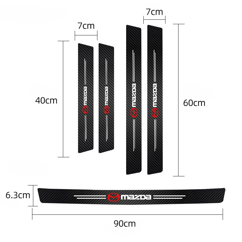 마쓰다 3 6 2 5 CX5 CX3 아텐자 MX5 CX7 악셀라 CX30 CX90 CX60 CX50 MX30용 카본 파이버 가죽 자동차 도어 보호 스트립 스티커