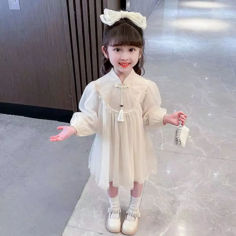 

Girls Dress Princess Dress Western Style Long Sleeve Spring and Autumn The New Korean Version Fashion Temperament Sweet Preppy