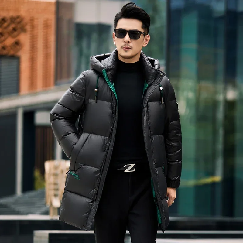thumbnail image 1 of Ropa para hombre Chaqueta larga de invierno para hombre Chaqueta de invierno con capucha y relleno de plumón de pato para hombre Novedad 2024 en abrigos de plumón, 1 of 5