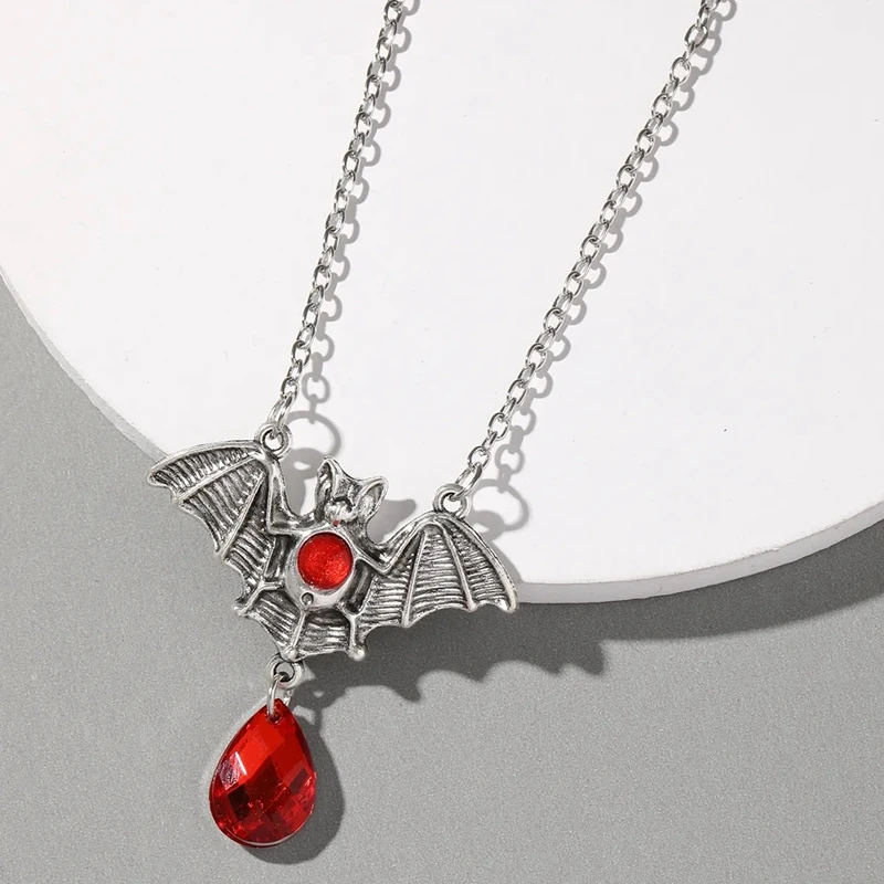 Collare De Plata De Murcielago De Vampiro Gotico, Gargantilla De Acrylico, Bruja Gotica Steampunk, Halloween