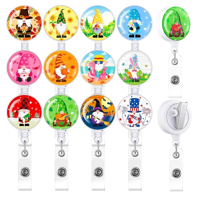 

H05B Unique Nurse Badge Reel Faceless Gnomes Retractable with Alligator Clip Thick Pull Cord Class Prize Party Favors Gift