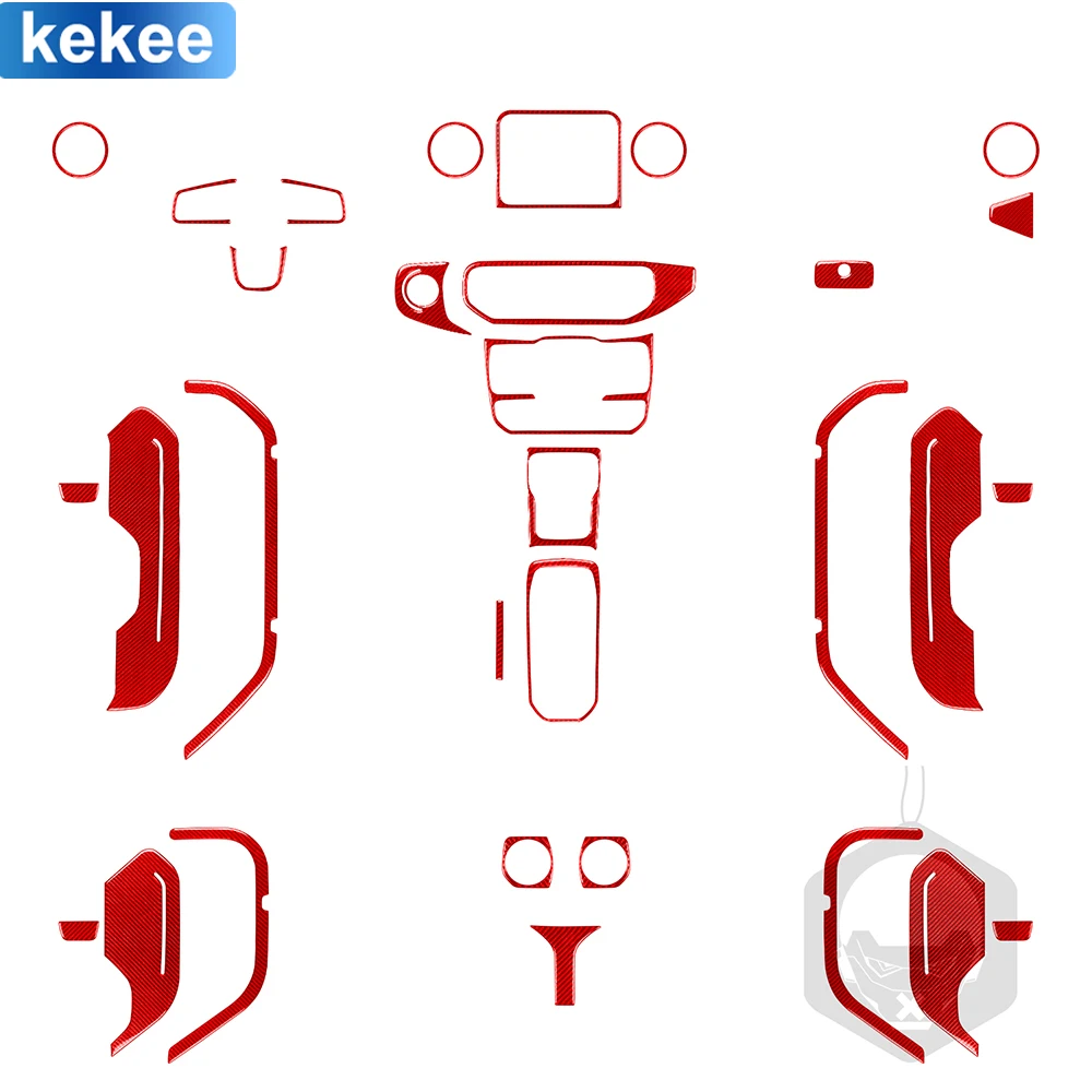 

For Jeep Wrangler Gladiator 2020-2023 Center Panel Air Outlet Door Full Set Real Carbon Fiber Stickers Car Interior Accessories