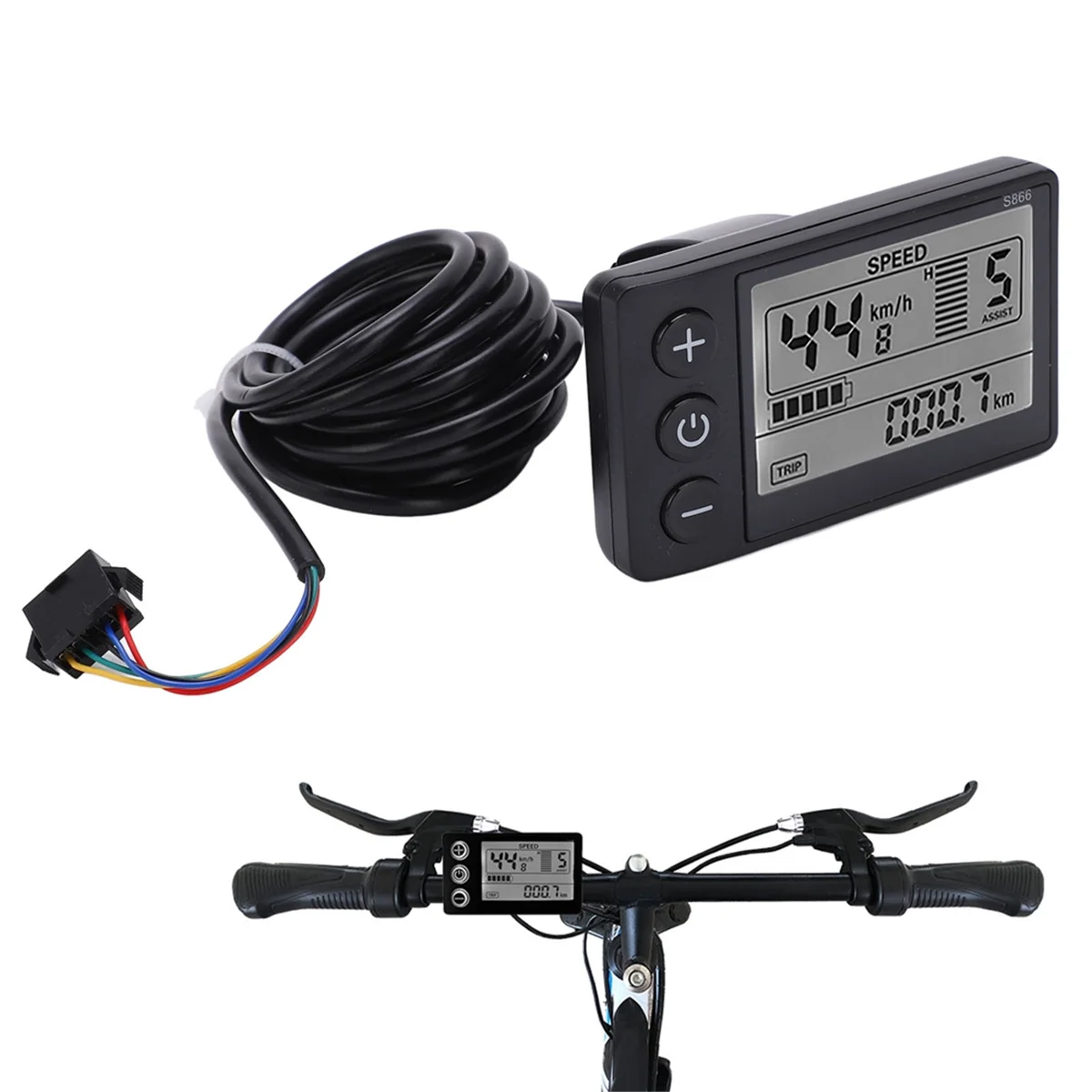 BAAU S866 Electric Bike Display LCD Meter 24V 36V 48V Electric Scooter Control Panel with SM Plug Bike LCD Display